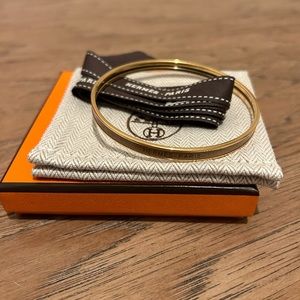 HERMES Uni Rose Gold Chataigne Beige Nude Hardware Bangle Size 70